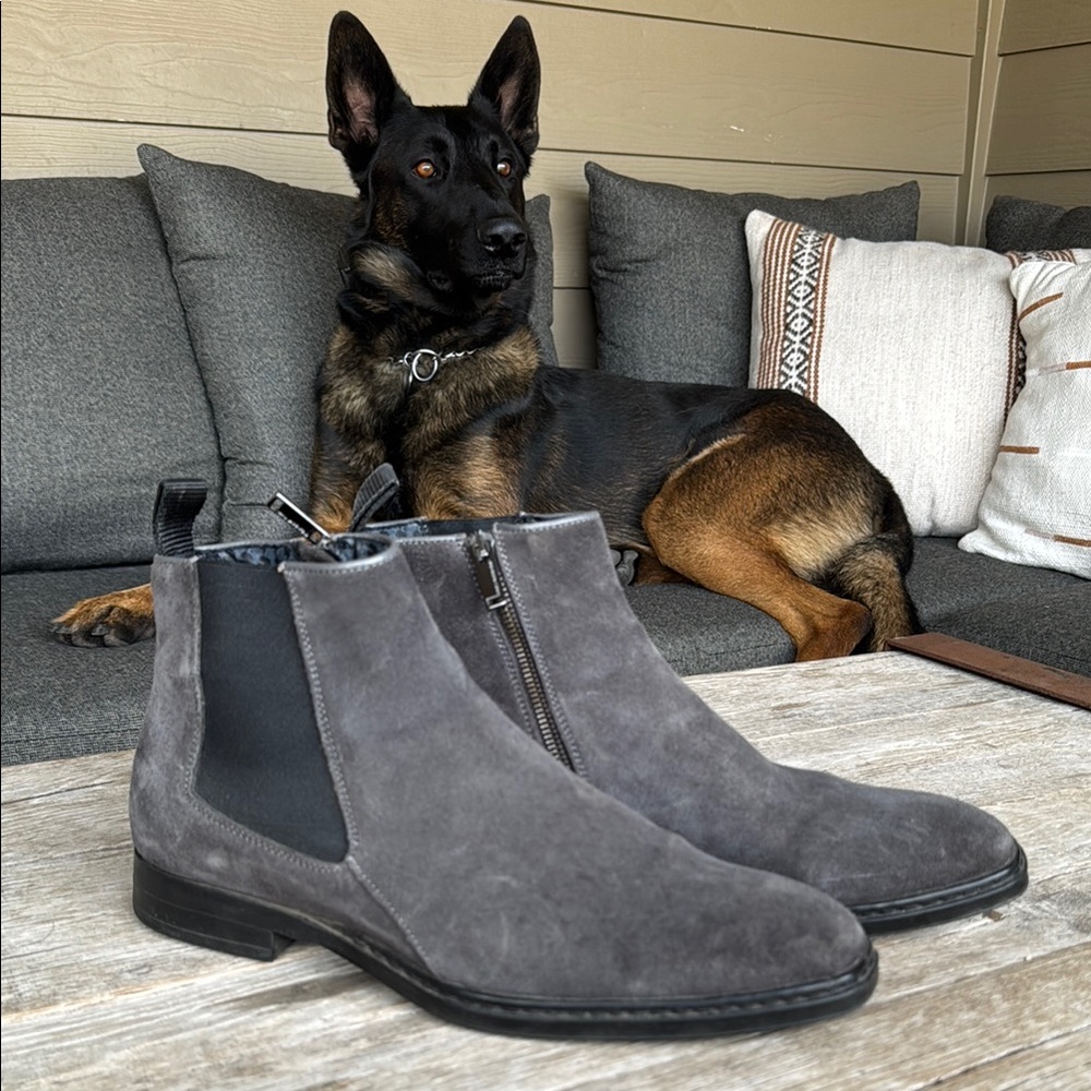 Karl Lagerfeld Gray Suede Chelsea Boots